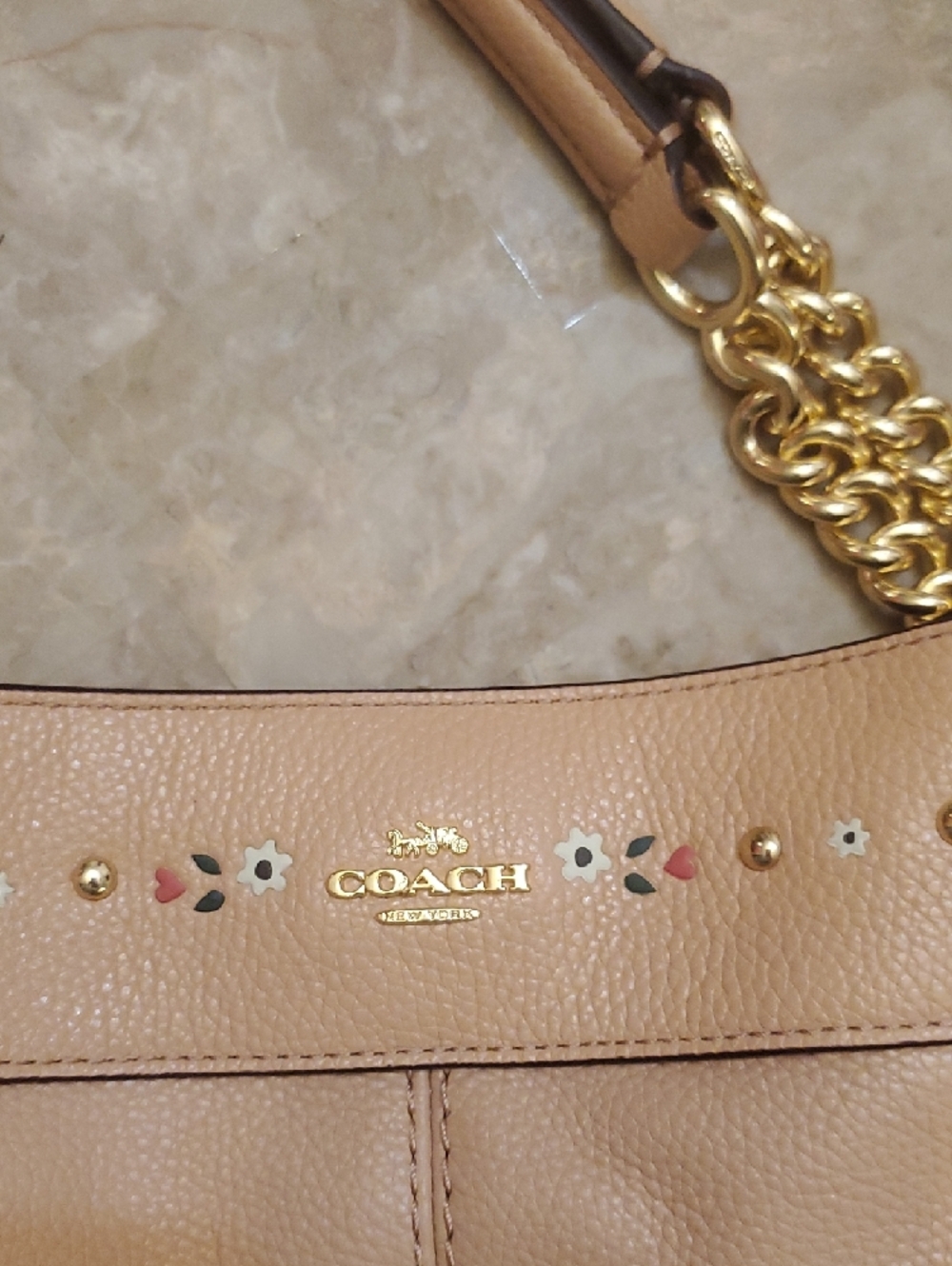 Coach Pebbled Leather Shoulder Bag Purse in Blush/Nude - Picture 10 of 16
